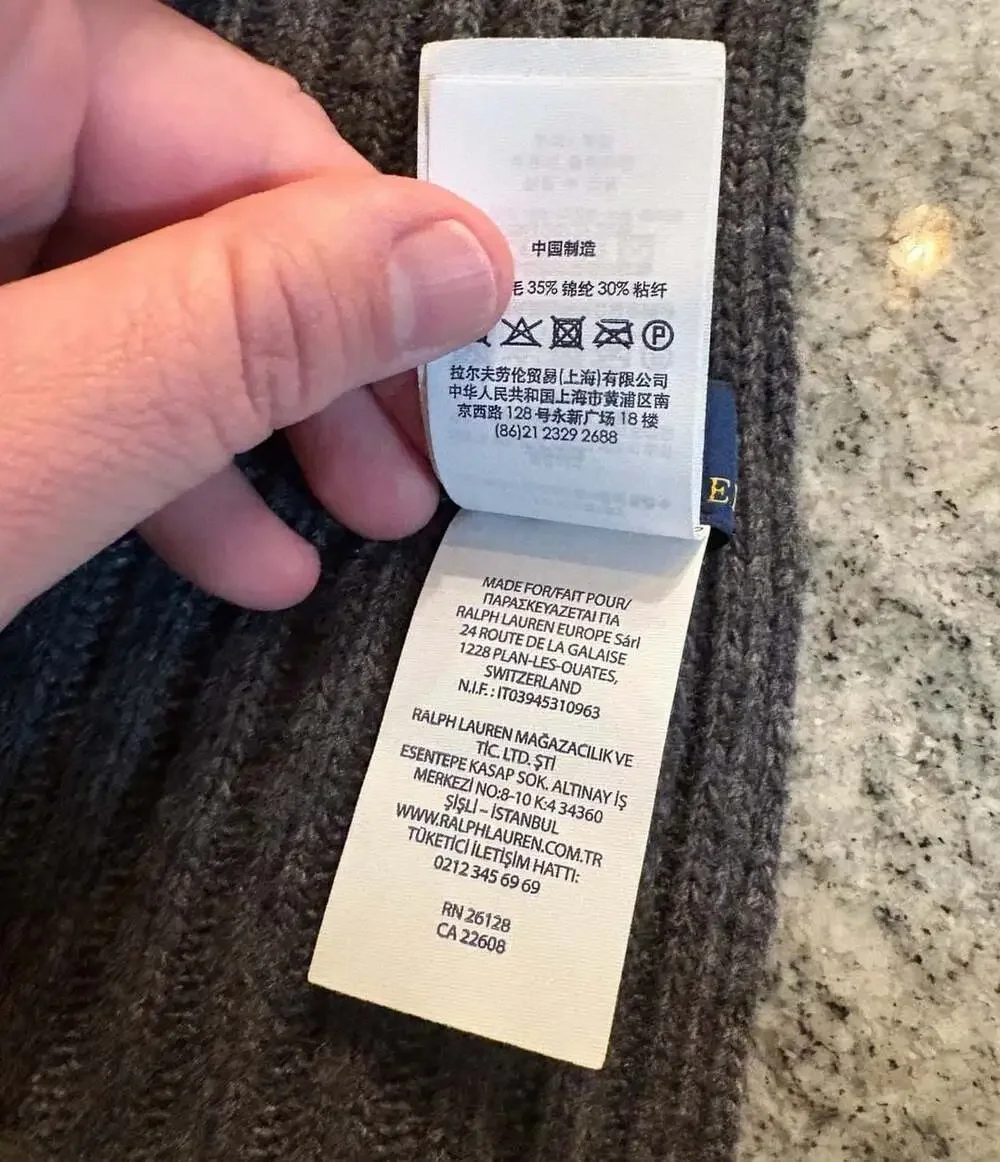 Polo Ralph Lauren Ribbed Lambswool Blend Scarf Gray